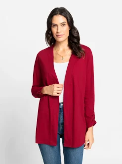 Jacken| Shirtjacke mit Ärmel-Raffungen kirsche