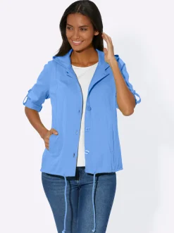 Jacken| Shirtjacke mit Tunnelzug, reine Baumwolle mittelblau