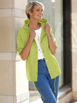 Jacken| Shirtjacke mit Tunnelzug, reine Baumwolle kiwi