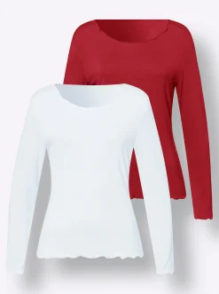 Shirts|heine Shirt-Set in Viskose-Qualität rot-ecru