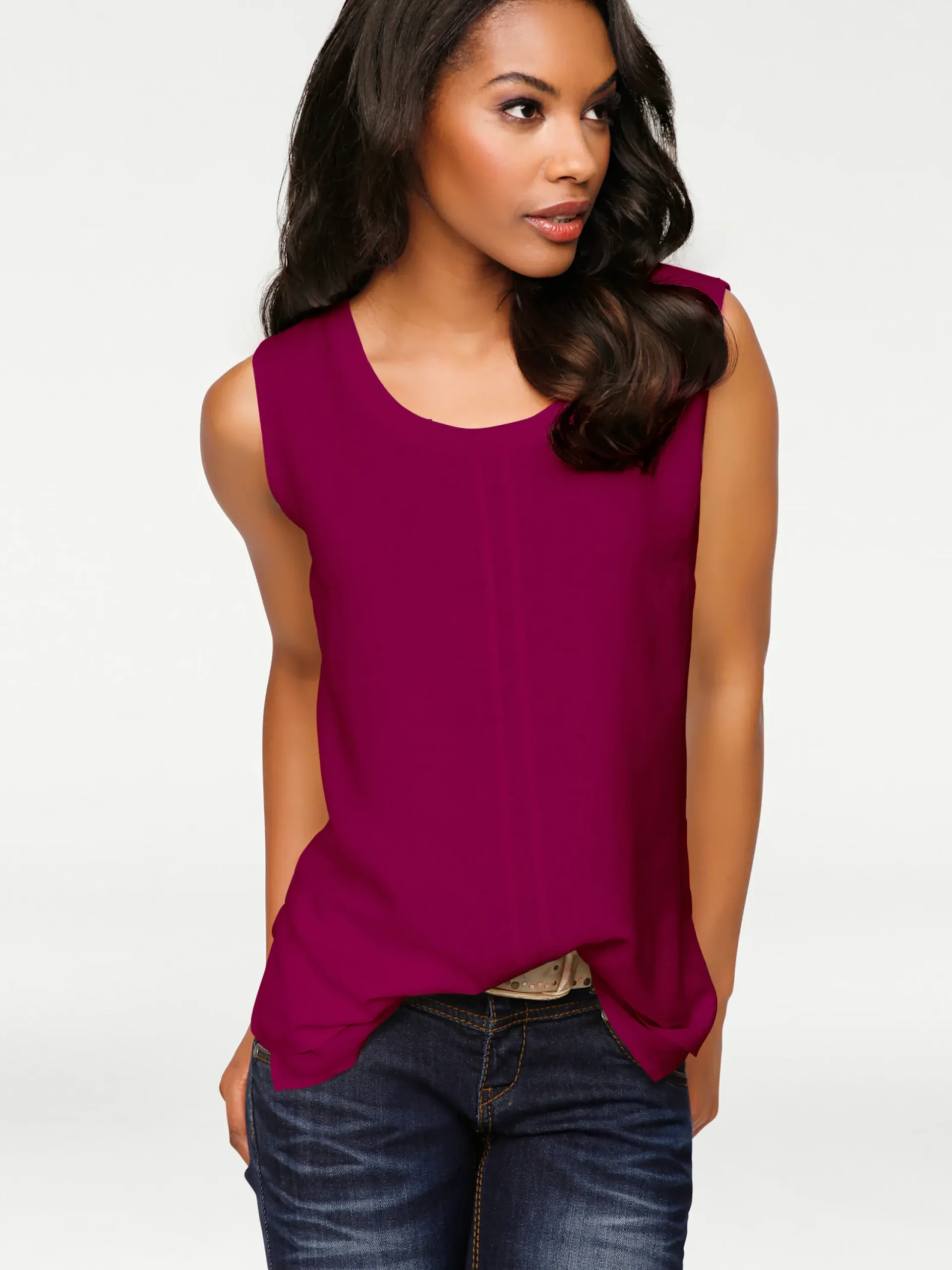 Basics|heine Shirttop im Lagen-Look beere