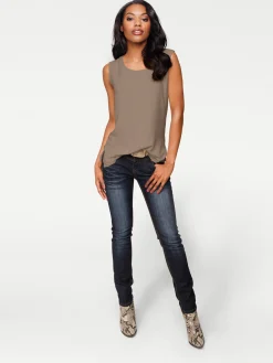 Strandmode|Basics|heine Shirttop im Lagen-Look taupe