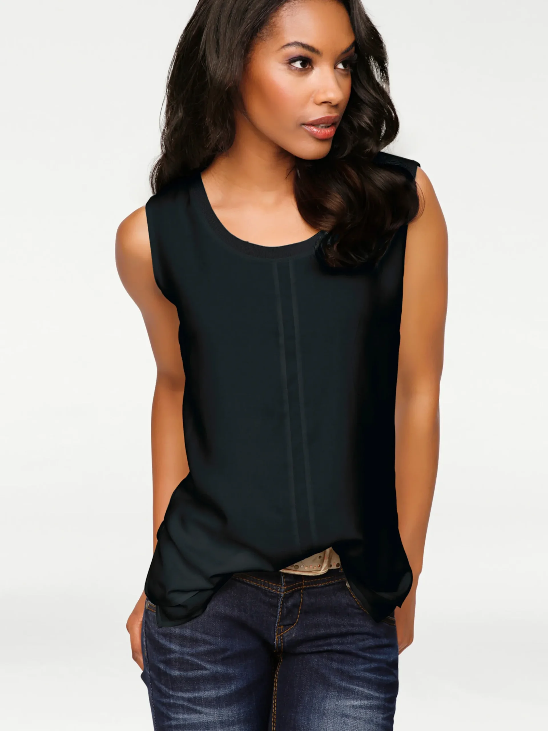 Strandmode|Shirts|heine Shirttop im Lagen-Look schwarz
