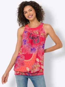 Strandmode|heine Shirttop in Paisley-Muster erdbeere-orange-bedruckt