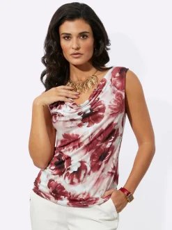 Shirts| Shirttop in softweicher Modal-Qualität puder-dunkelrot-bedruckt