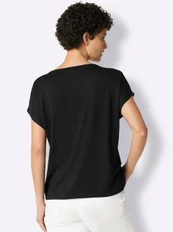 Shirts|CREATION L PREMIUM Shirttop mit Bändchenverzierung am Ausschnitt schwarz