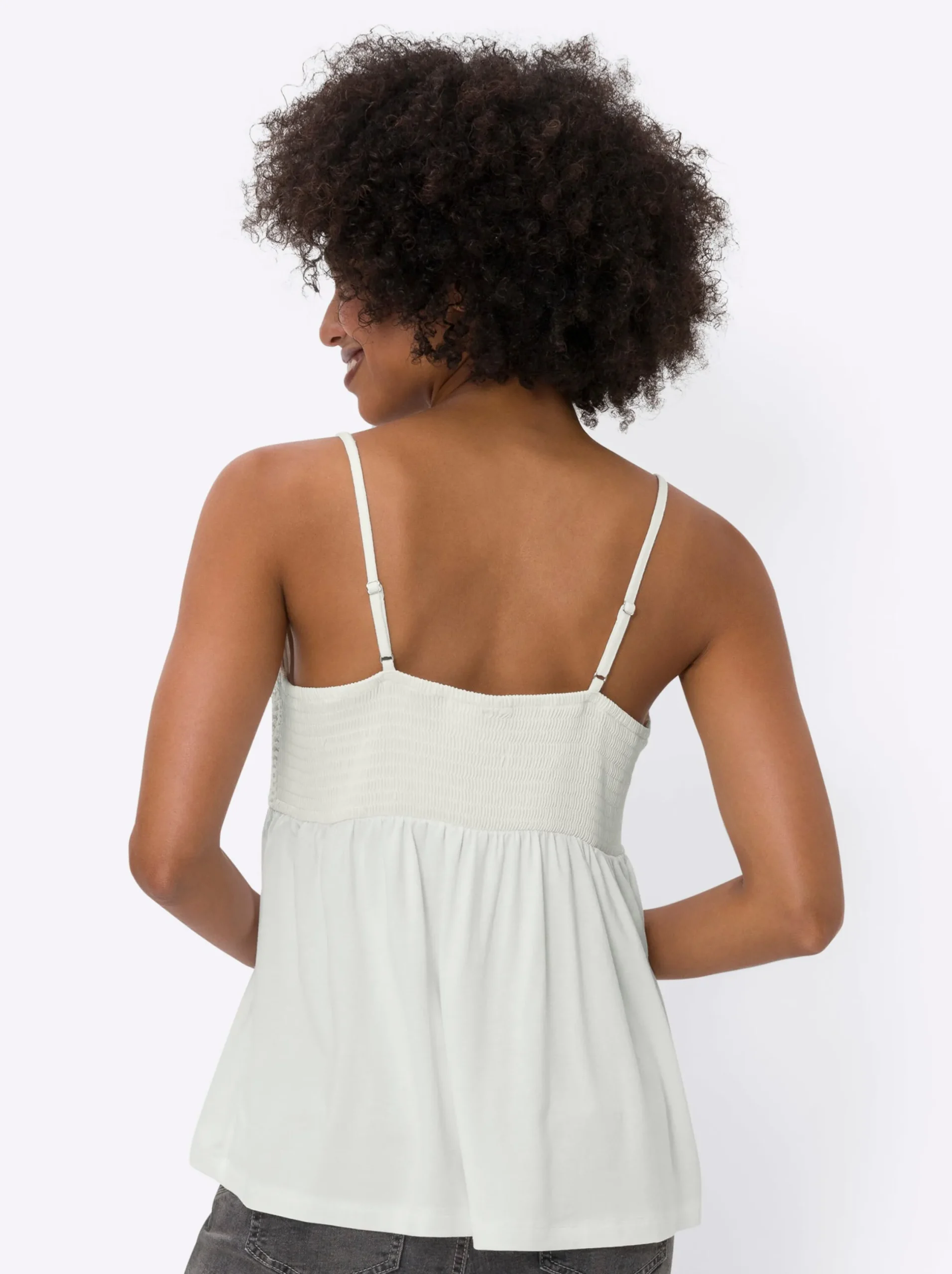 Shirts|heine Shirttop mit gehäkelter Spitze ecru