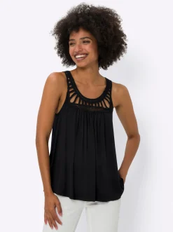 Shirts|heine Shirttop mit Häkeleinsatz schwarz