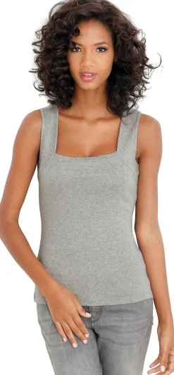 Strandmode|Shirts|heine Shirttop mit Karree-Ausschnitt grau-melange