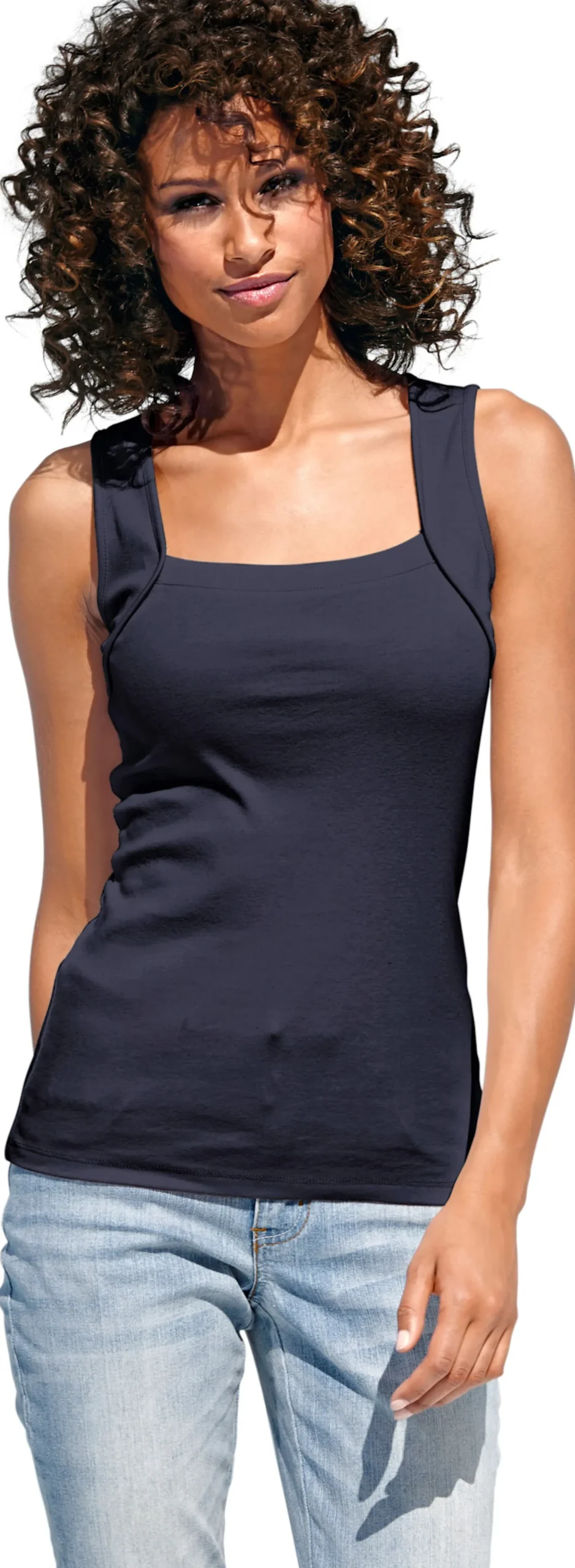 Basics|heine Shirttop mit Karree-Ausschnitt marine