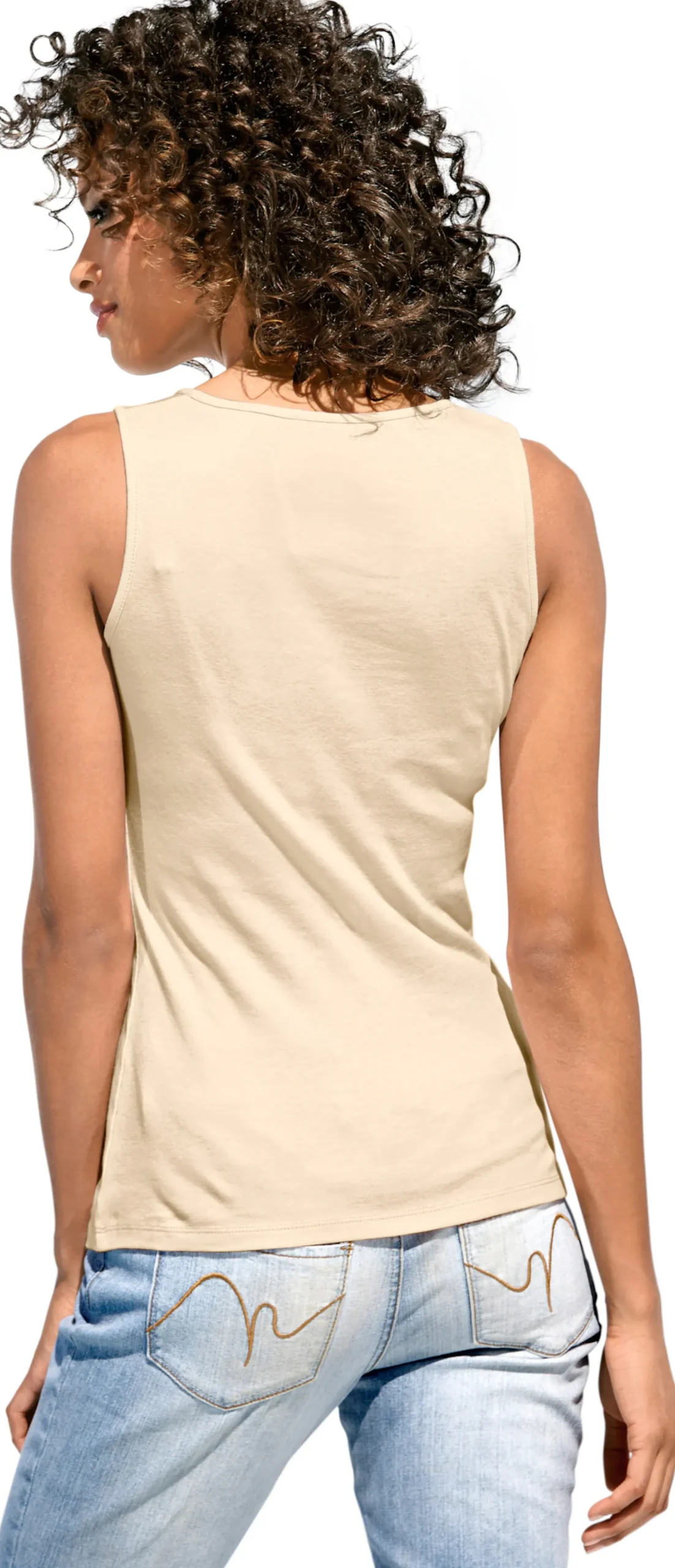 Strandmode|Basics|heine Shirttop mit Karree-Ausschnitt beige