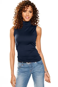 Basics|heine Shirttop mit Rollkragen marine