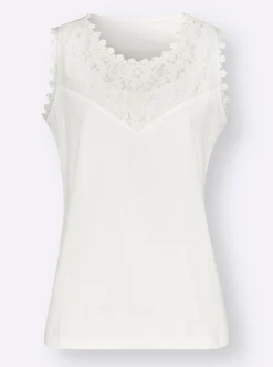 Shirts| Shirttop mit Spitzenverzierung ecru