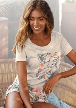 Nachtwäsche|LASCANA Shorty sand-bedruckt
