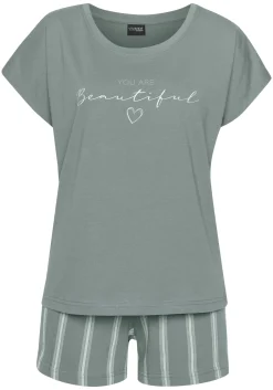 Nachtwäsche|Vivance Dreams Shorty grüngestreift