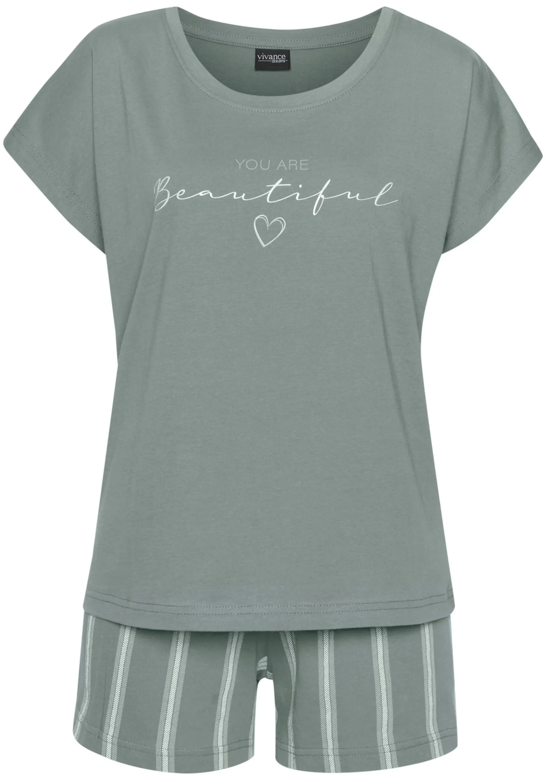 Nachtwäsche|Vivance Dreams Shorty grüngestreift