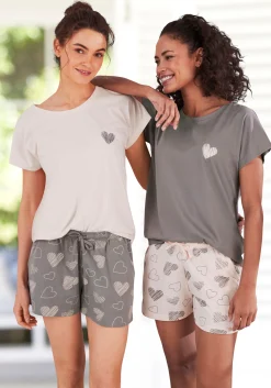 Nachtwäsche|Vivance Dreams Shorty rosa/grau
