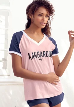Nachtwäsche|KangaROOS Shorty rosa-dunkelblau