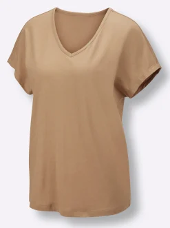 Nachtwäsche|wäschepur Shorty camel-schwarz-bedruckt