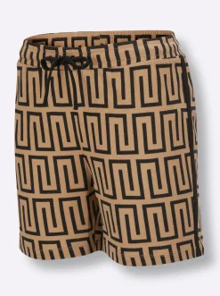 Nachtwäsche|wäschepur Shorty camel-schwarz-bedruckt