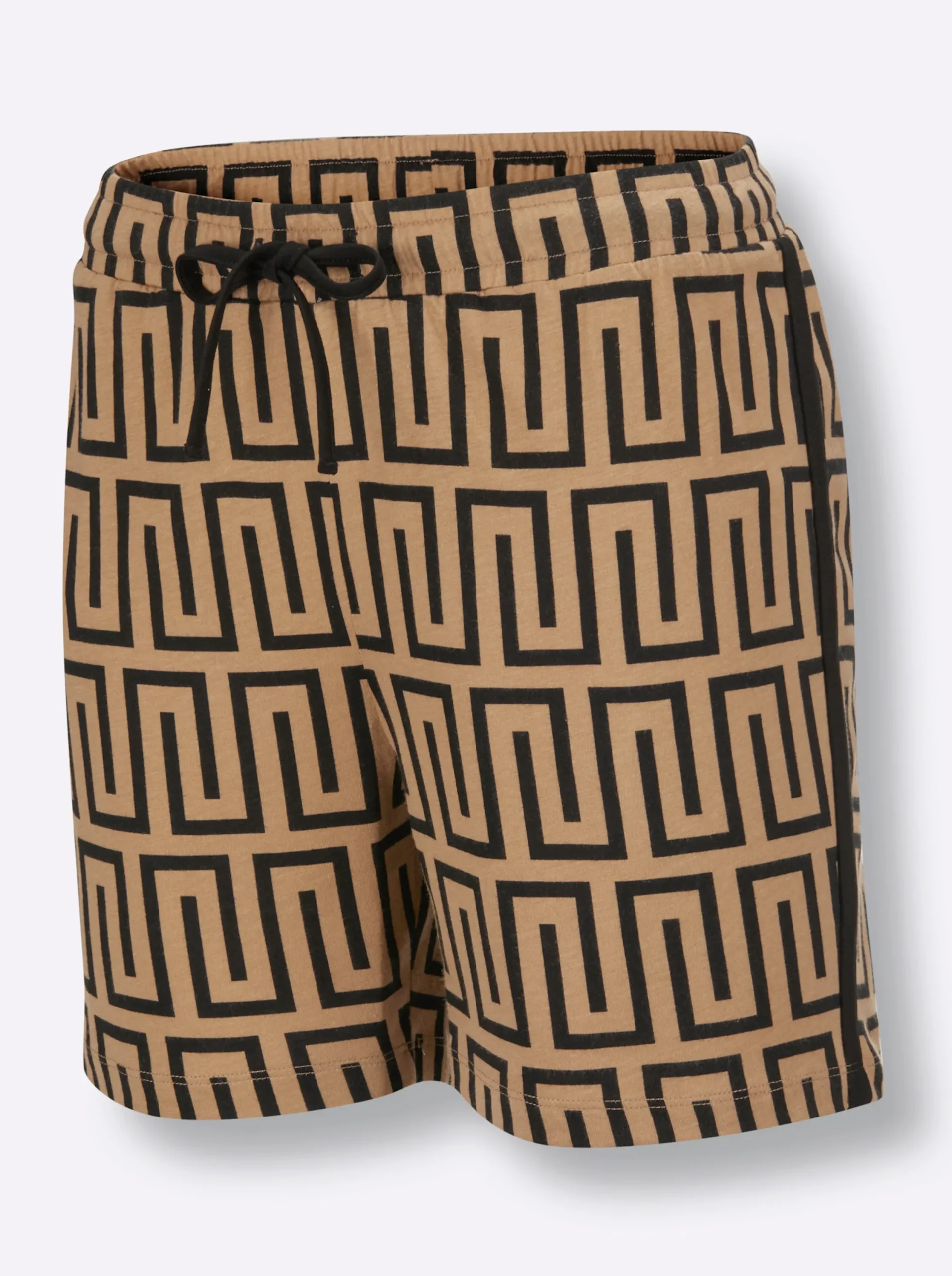 Nachtwäsche|wäschepur Shorty camel-schwarz-bedruckt