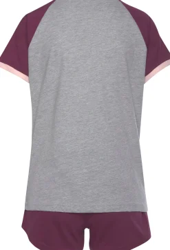 Nachtwäsche|KangaROOS Shorty bordeaux-grau-meliert