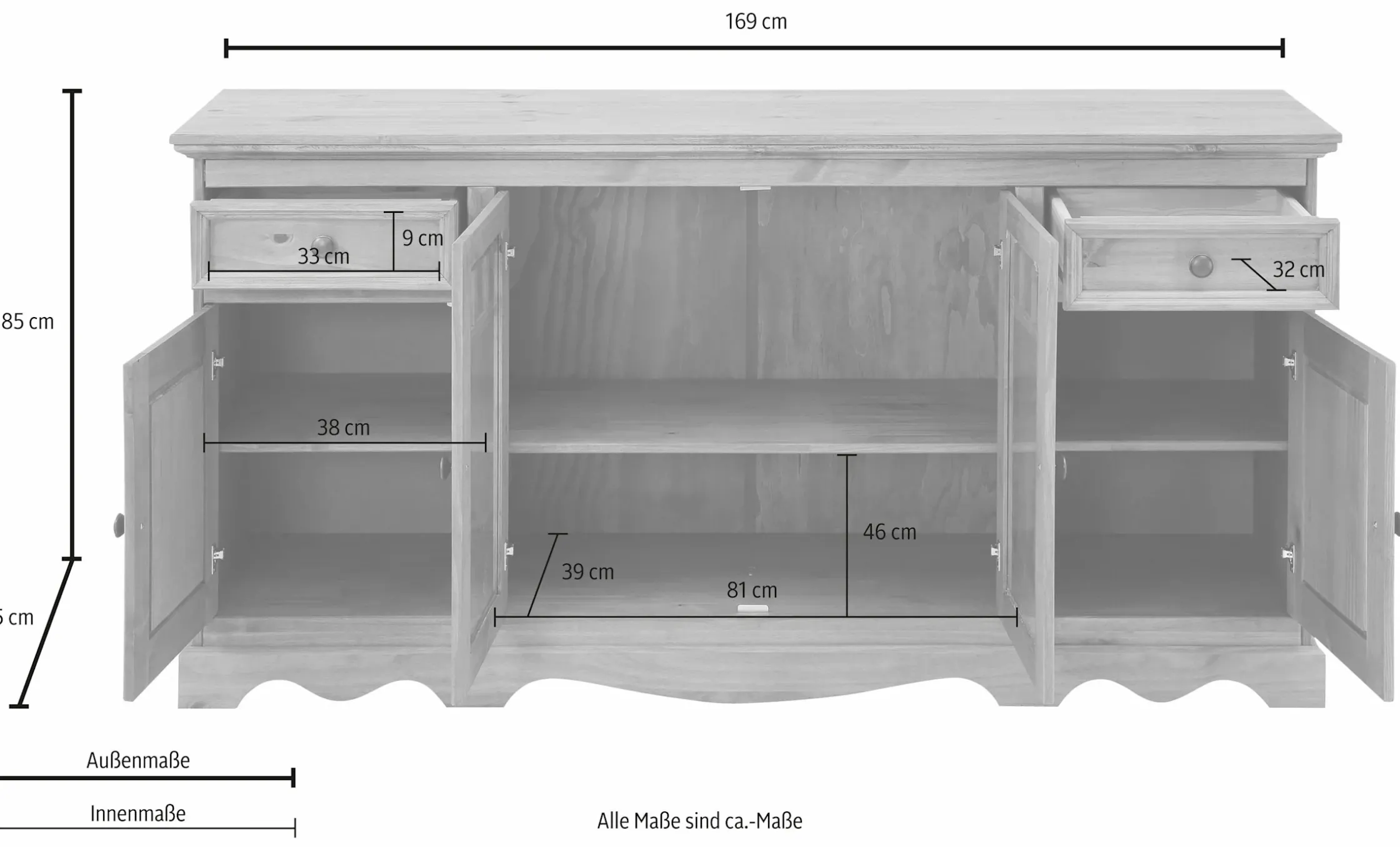 Side- & Highboards|Home affaire Sideboard naturgebeizt/gewachst