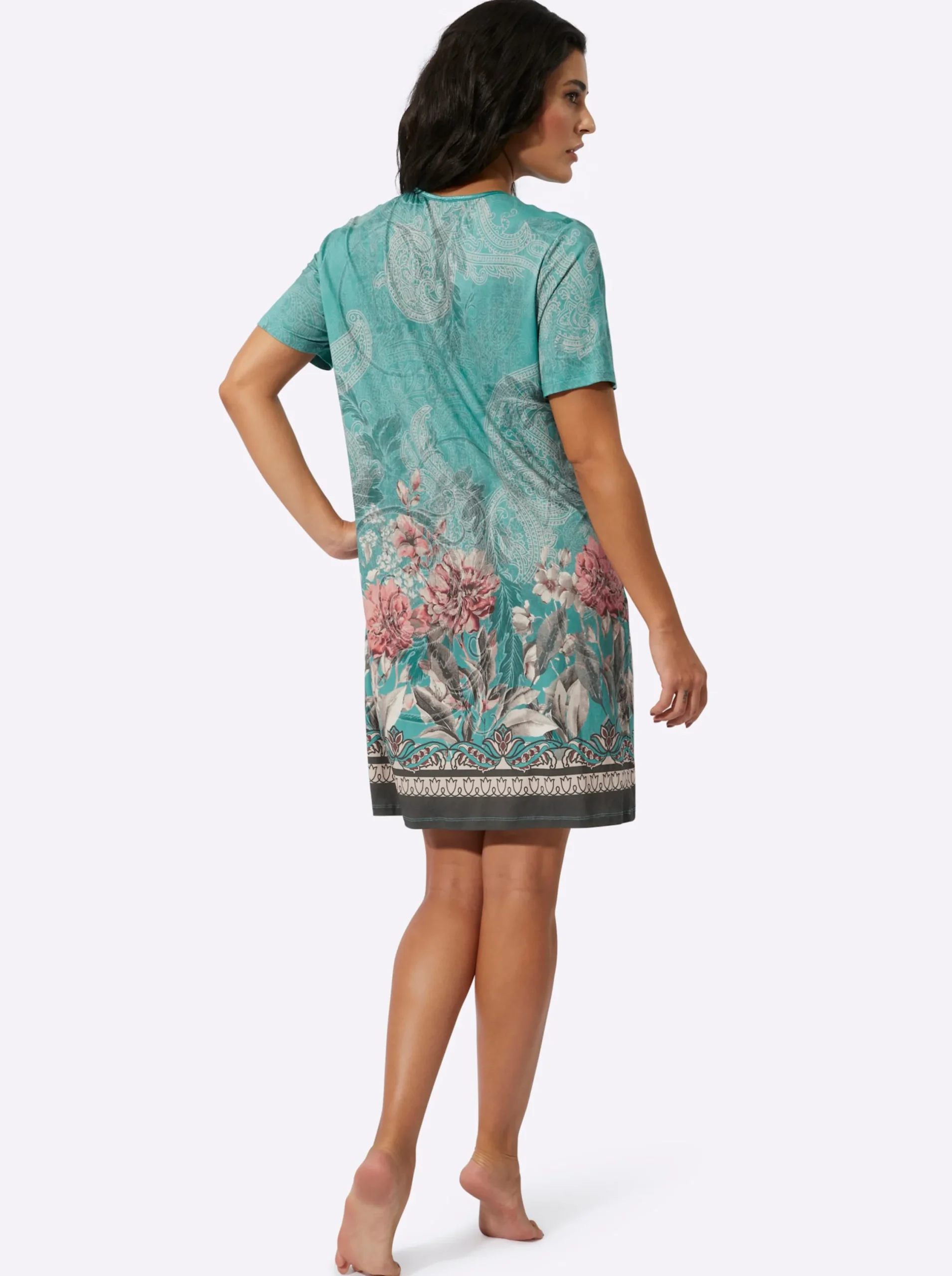 Nachtwäsche|wäschepur Sleepshirt salbei-bedruckt