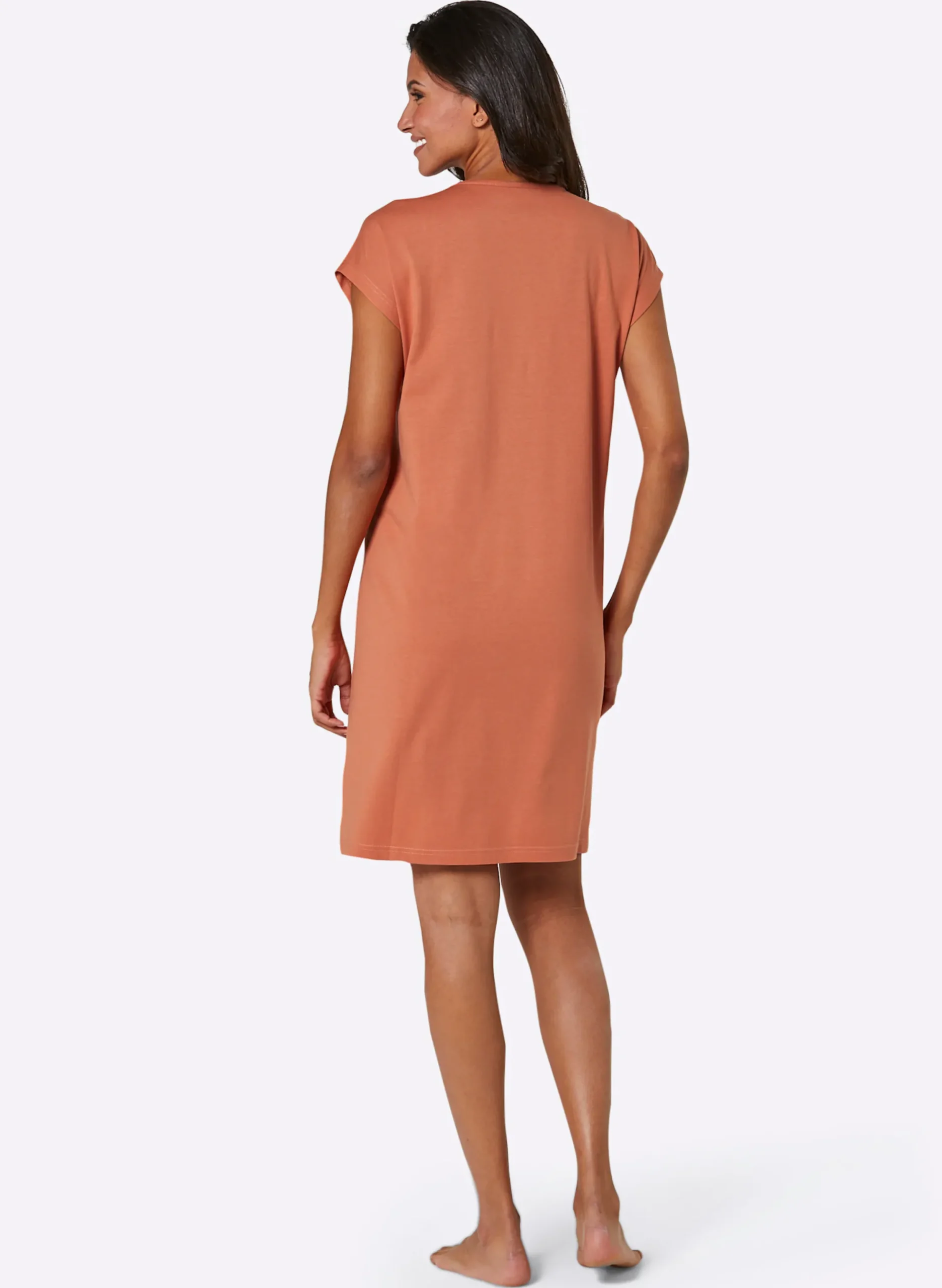 Nachtwäsche|wäschepur Sleepshirts bordeaux-bedruckt+papaya-bedruckt