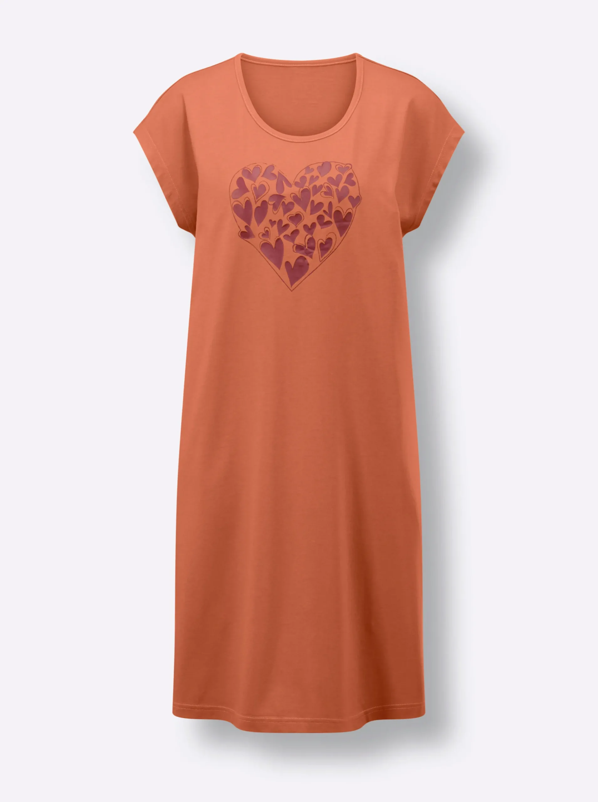 Nachtwäsche|wäschepur Sleepshirts bordeaux-bedruckt+papaya-bedruckt