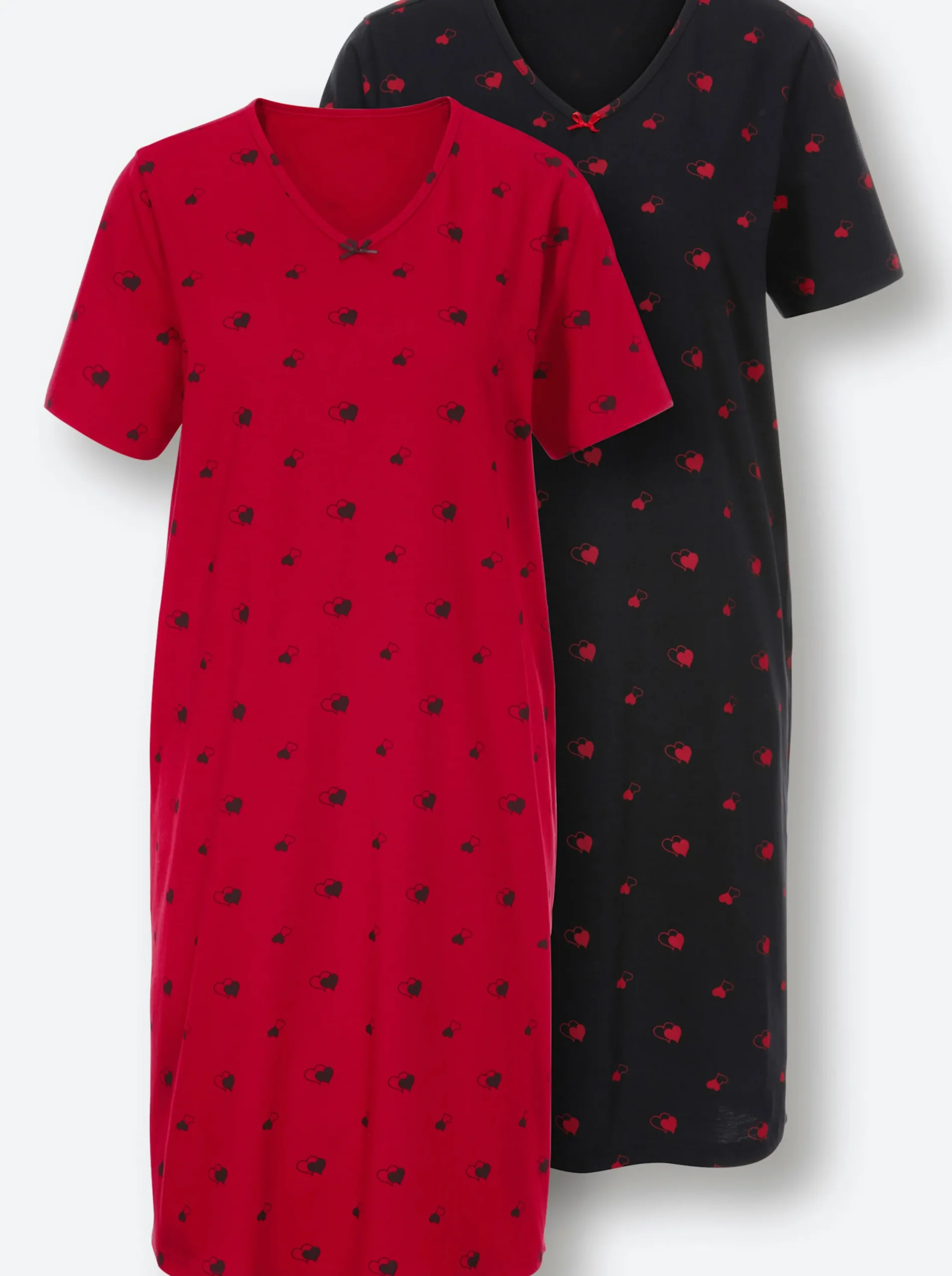 Nachtwäsche|wäschepur Sleepshirts rot+schwarz