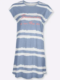 Nachtwäsche|wäschepur Sleepshirts bleu+apricot