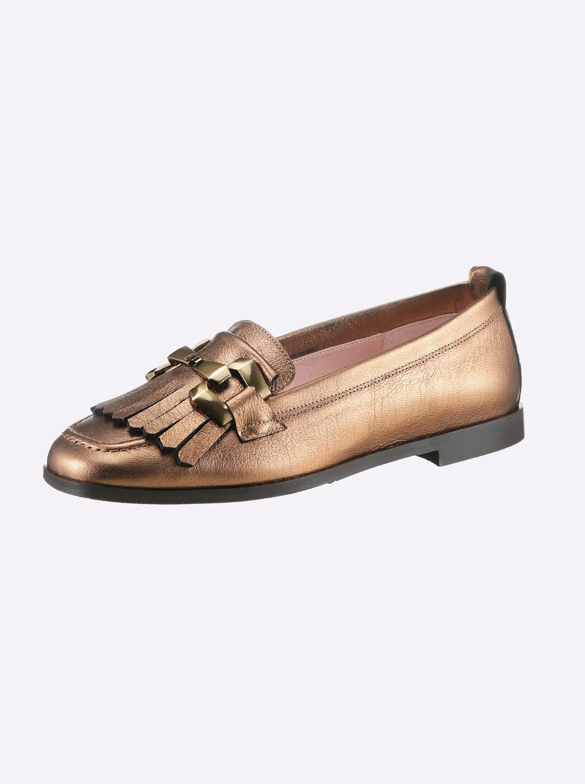 Mokassins & Slippers|heine Slipper cognac-metallic