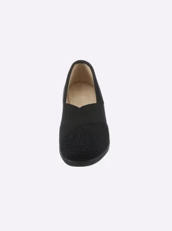 Mokassins & Slippers| Slipper aus Textil schwarz