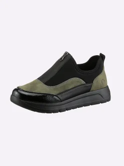 Mokassins & Slippers|Remonte Slipper mit Reißverschluss schwarz-schilf