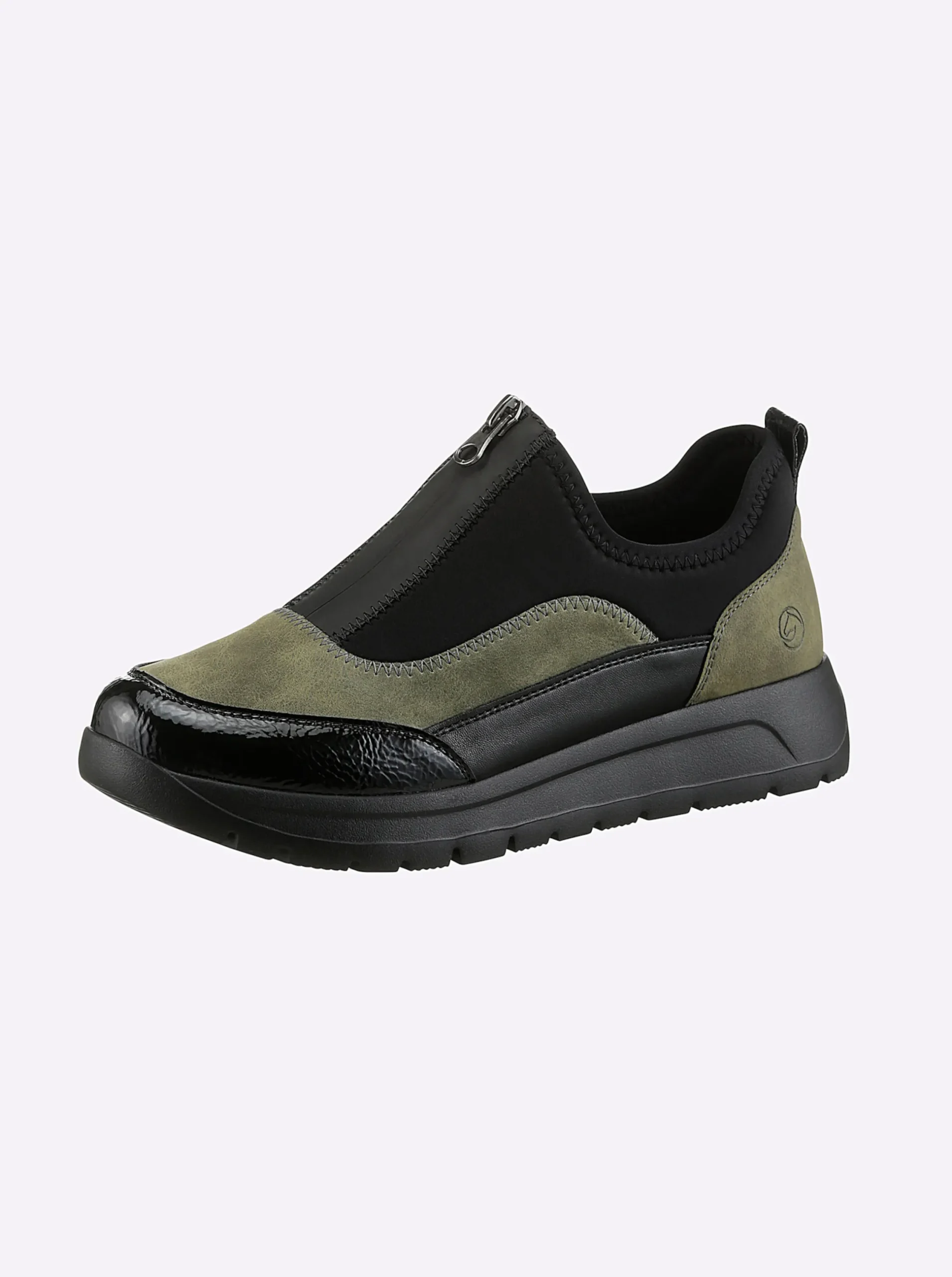 Mokassins & Slippers|Remonte Slipper mit Reißverschluss schwarz-schilf