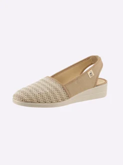 Mokassins & Slippers| Slipper mit Streifen-Muster vanille