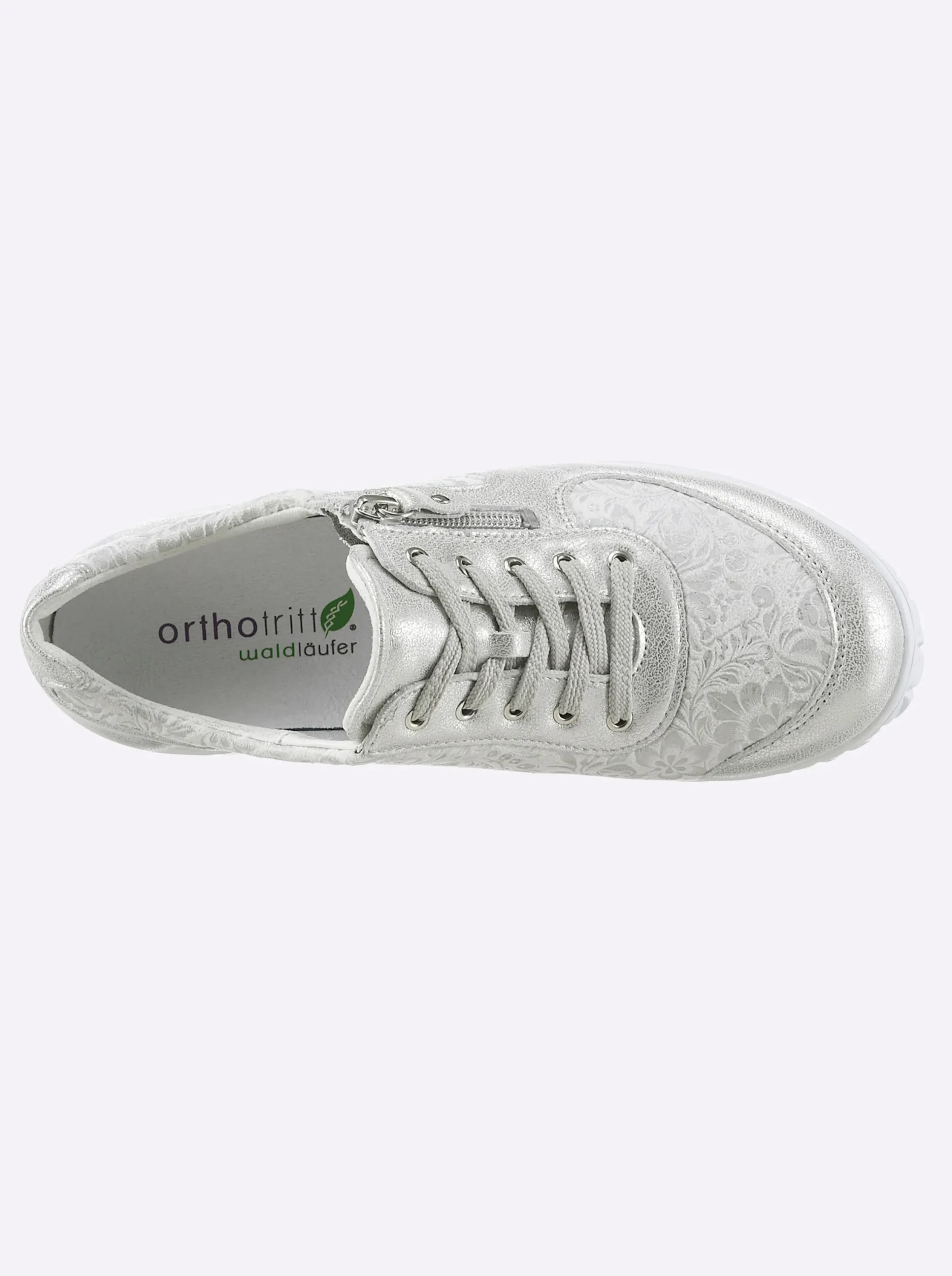 Sneakers & Schnürer|Waldläufer Sneaker für kräftige Füße silberfarben