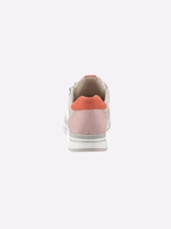 Sneakers & Schnürer|Caprice Sneaker im Mix aus Glatt- und Veloursleder weiß-orange