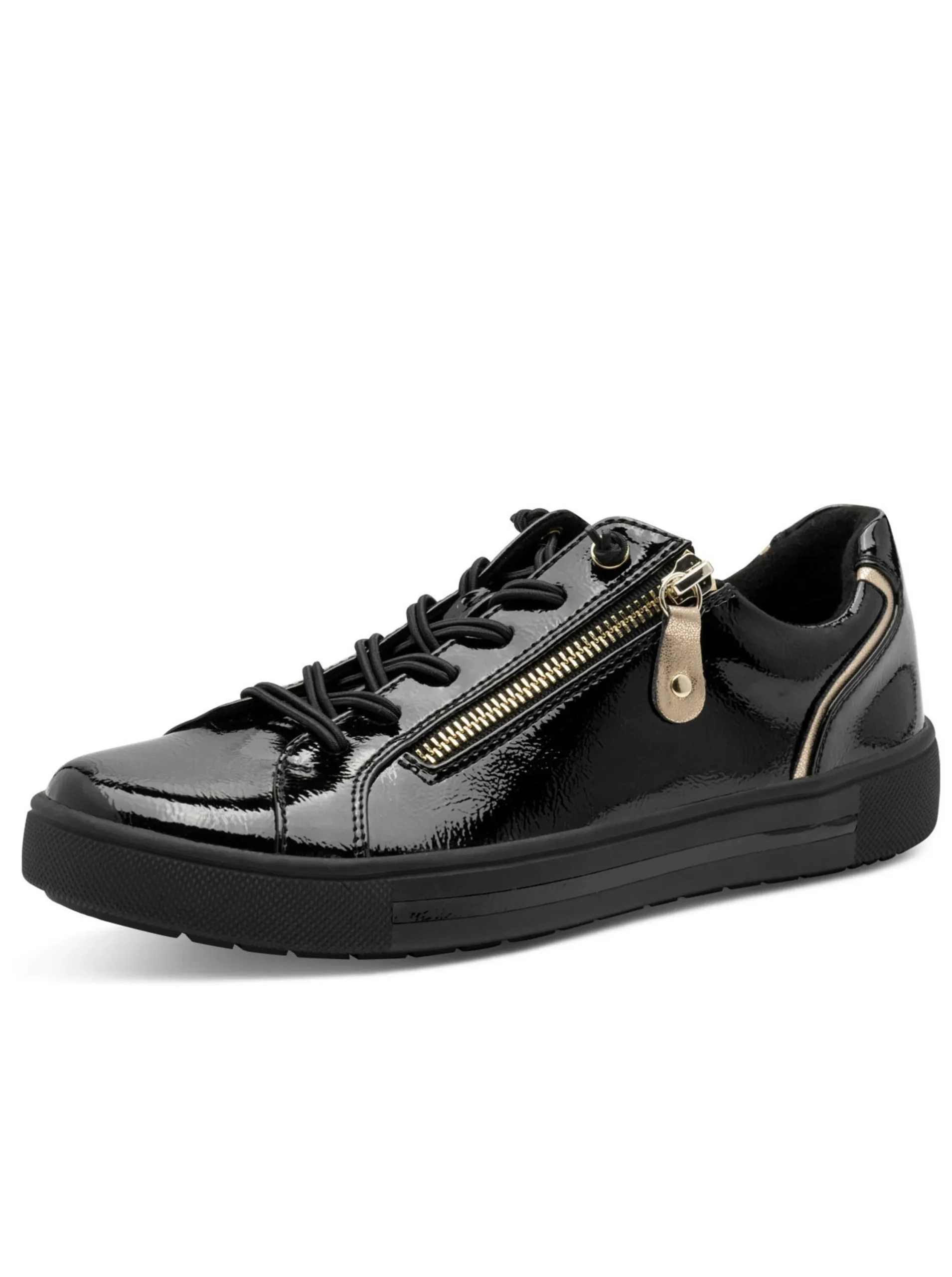 Sneakers & Schnürer|Jana Sneaker mit glänzenden Details schwarz
