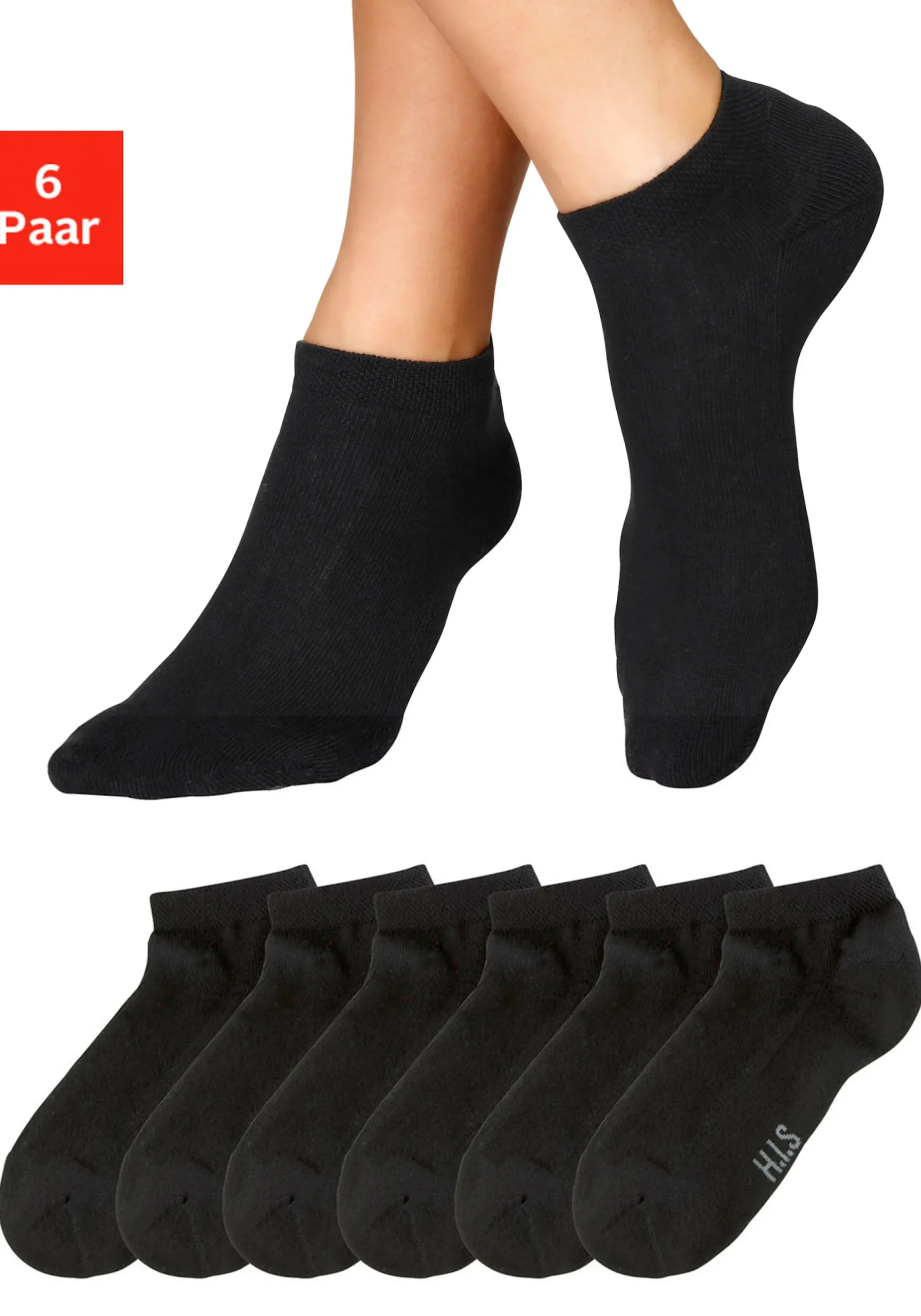 Strümpfe & Socken|H.I.S Sneakersocken 6xschwarz