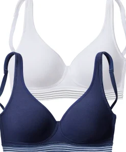 Bhs|petite fleur Soft-BH marine+weiß
