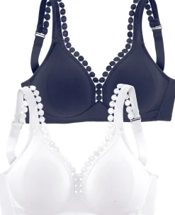 Bhs|petite fleur Soft-BH marine+weiß