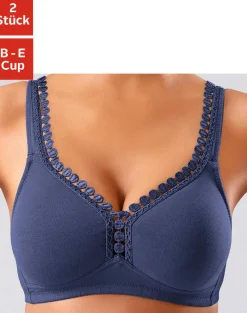 Bhs|petite fleur Soft-BH marine+weiß
