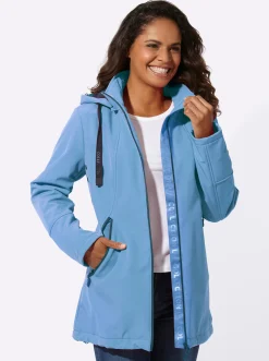 Jacken| Softshelljacke mit kontrastfarbigem Futter himmelblau