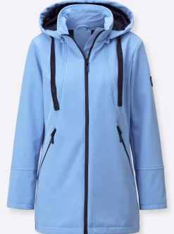 Jacken| Softshelljacke mit kontrastfarbigem Futter himmelblau