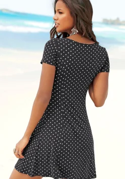 Kleider|Beachtime Sommerkleid schwarz-weiß-gepunktet