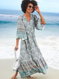 Strandkleider|heine Sommerkleid sand-flamingo-bedruckt