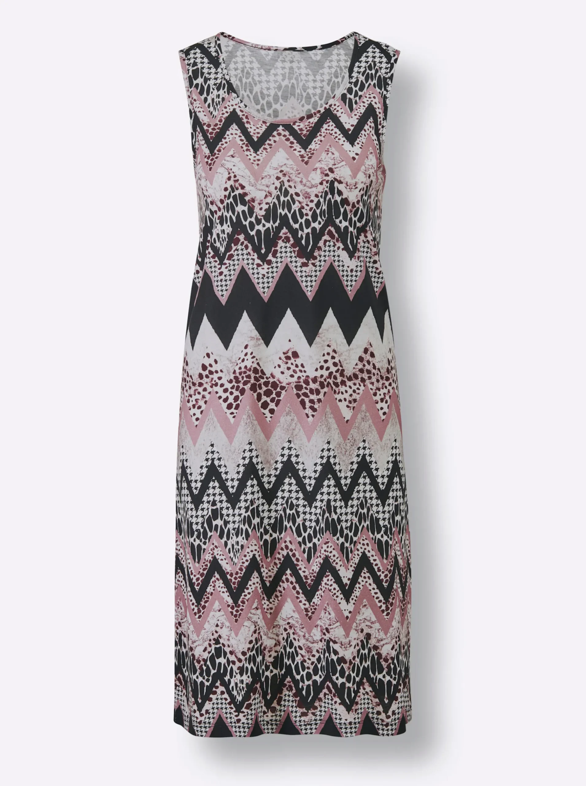 Strandkleider|Kleider|feel good Sommerkleid violett-schwarz-bedruckt
