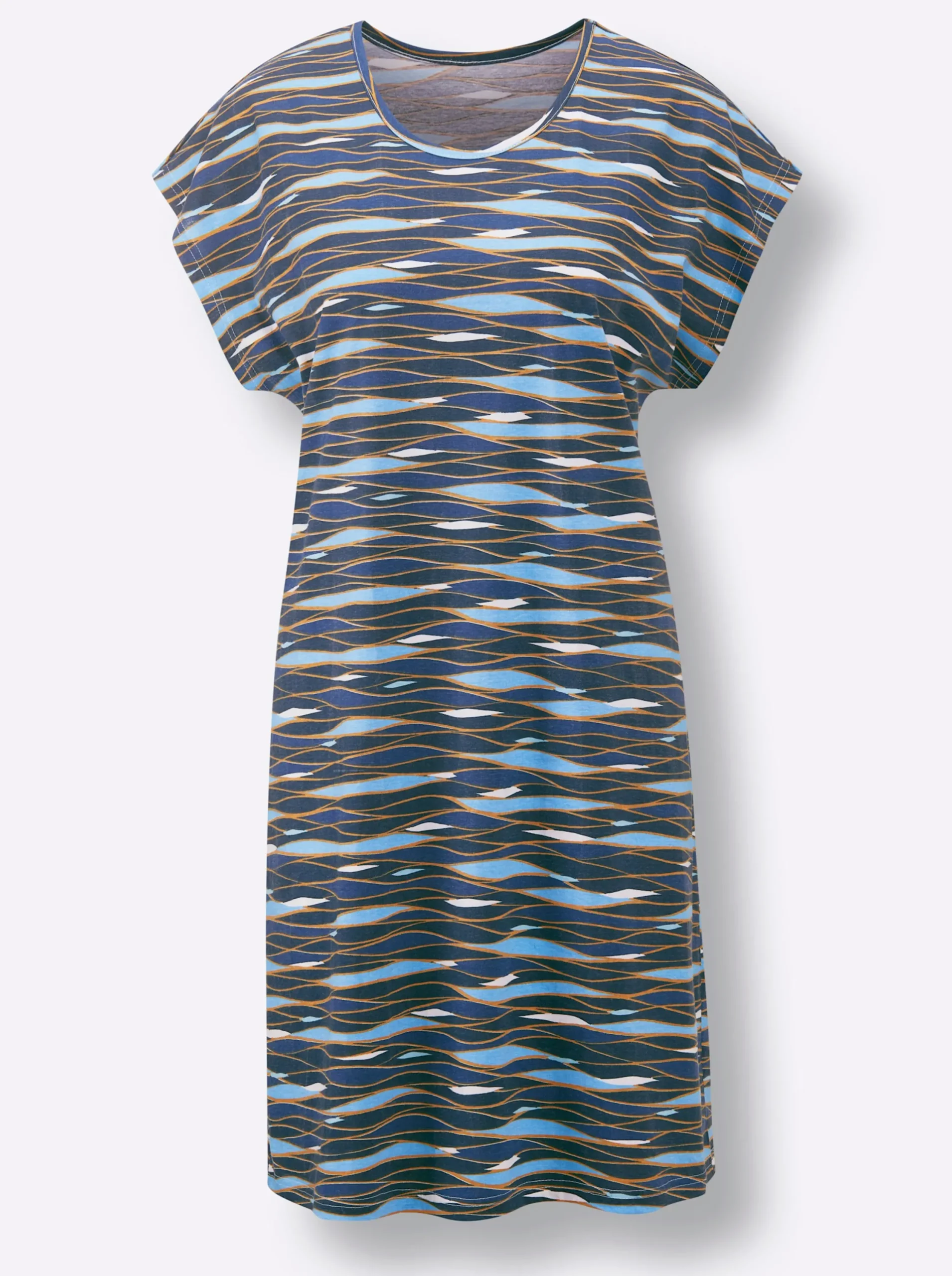 Strandkleider|feel good Sommerkleid dunkelblau-bedruckt+aqua-bedruckt